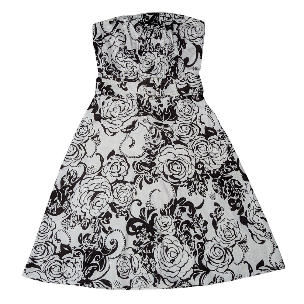 B. Smart Y2K Floral Surfer Summer Strapless Knee Length Dress Women's Size 6 - Picture 1 of 6